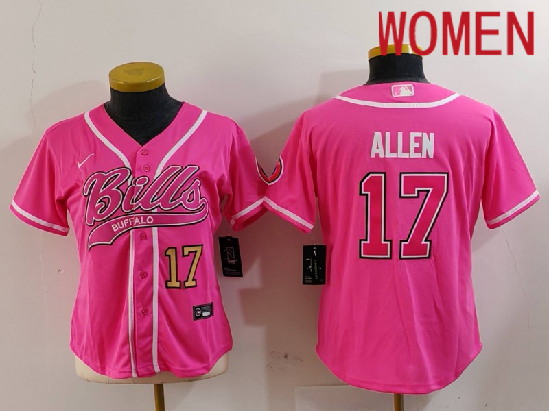 Women Buffalo Bills #17 Allen Pink Joint Name 2024 Nike Limited NFL Jersey style 9121